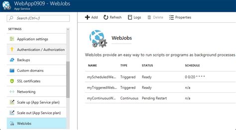 I run a continuous <b>WebJob</b> in my WebApp. . How to restart azure webjob